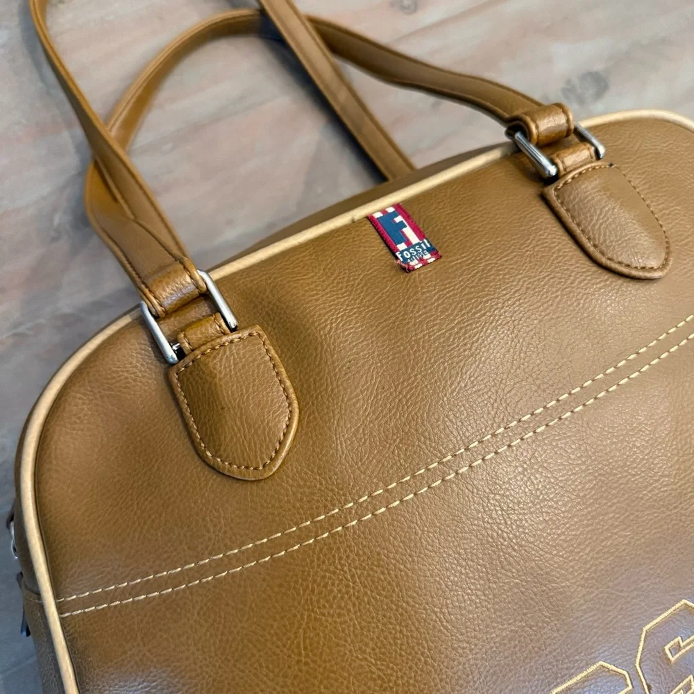 Vintage Fossil Y2K yellow /Brown shoulder strap bag Leather - Picture 3 of 16
